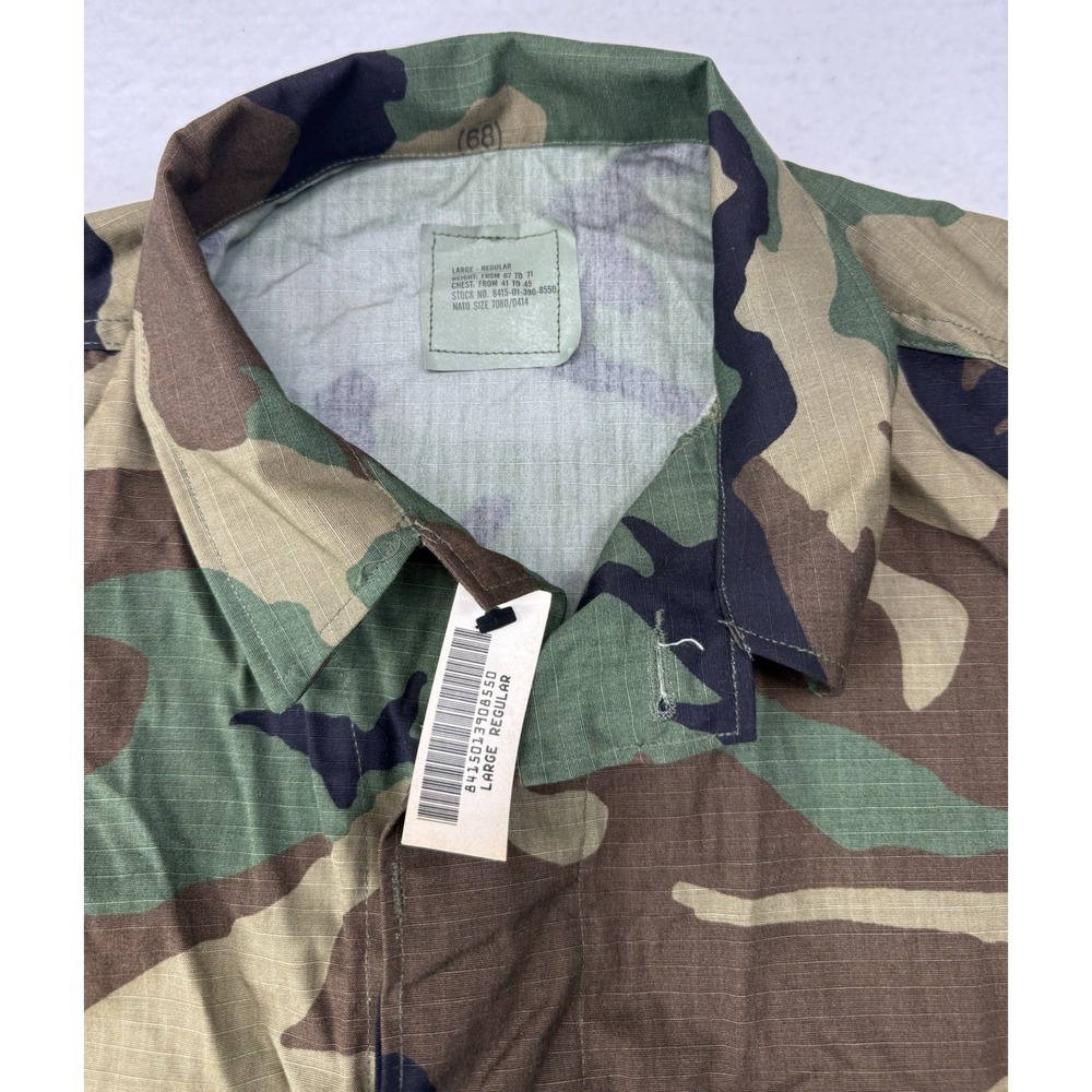 NWT US Military Woodland BDU Combat Shirt Large-Regular Ripstop Jacket - Picture 3 of 6